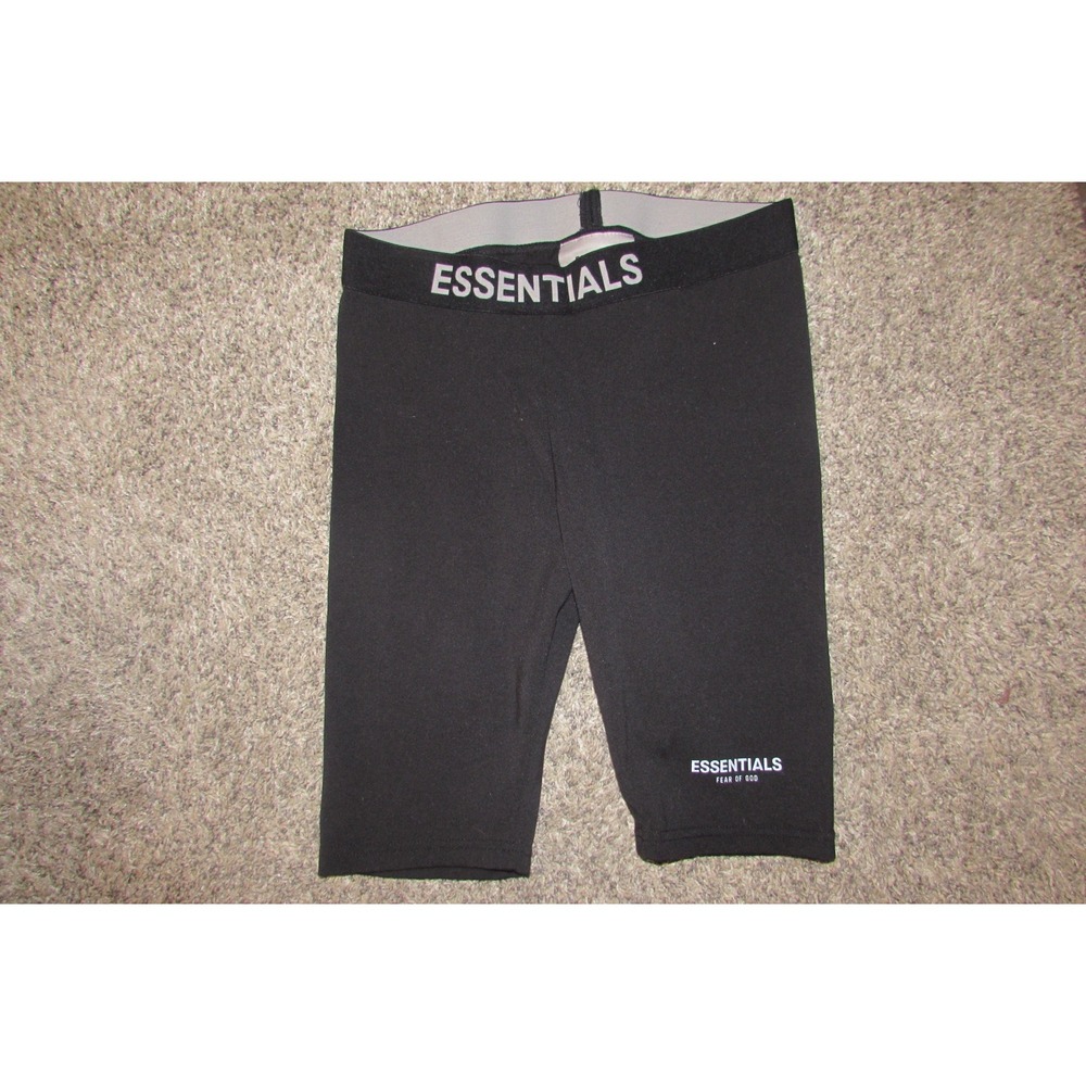 Fear of God Essentials Bike Shorts Black Logo Waistband XS Athletic Streetwear
